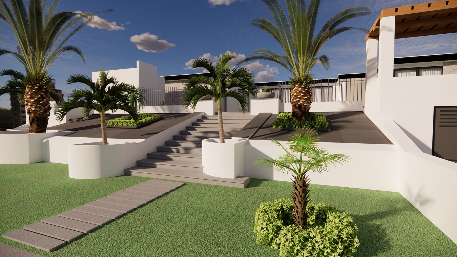 Oasis Tropical con Diseño Escalonado