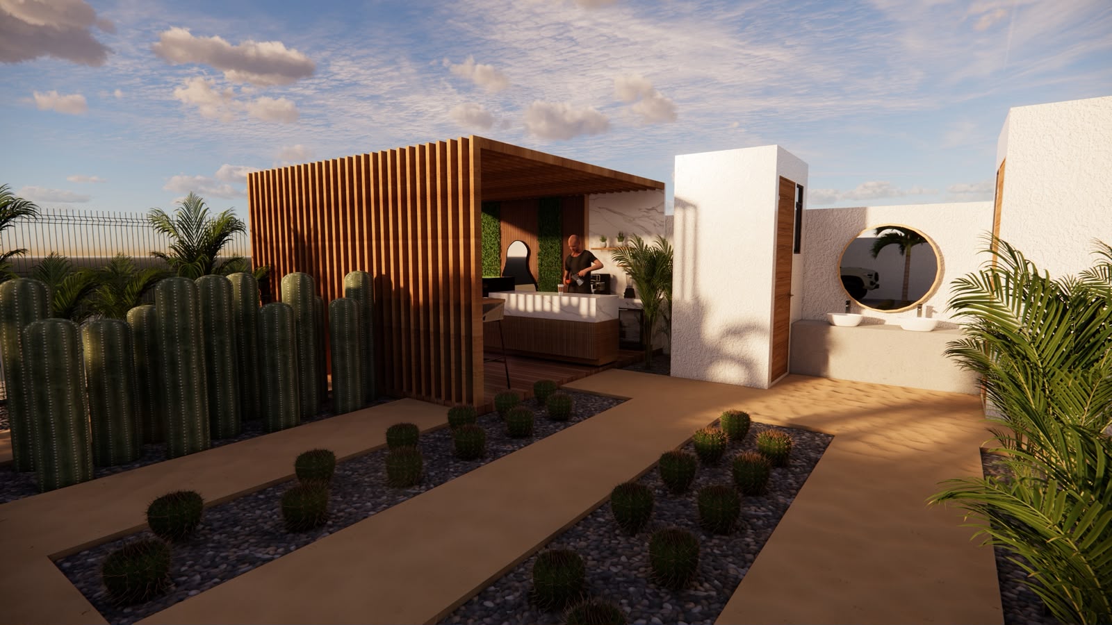 Terraza Social con Pérgola de Madera